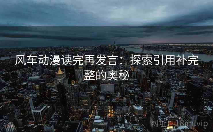 风车动漫读完再发言：探索引用补完整的奥秘